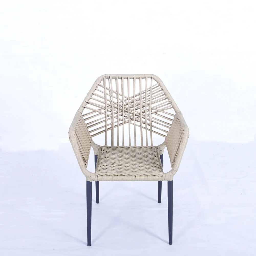 Оптовая продажа, новый стиль, плетеный веревочный обеденный стул и стол для сада, набор для бистро