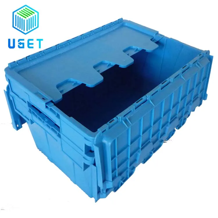 90L Removal Plastic Shipping Turnover Box for Electronic Security Transport Crate with Padlock