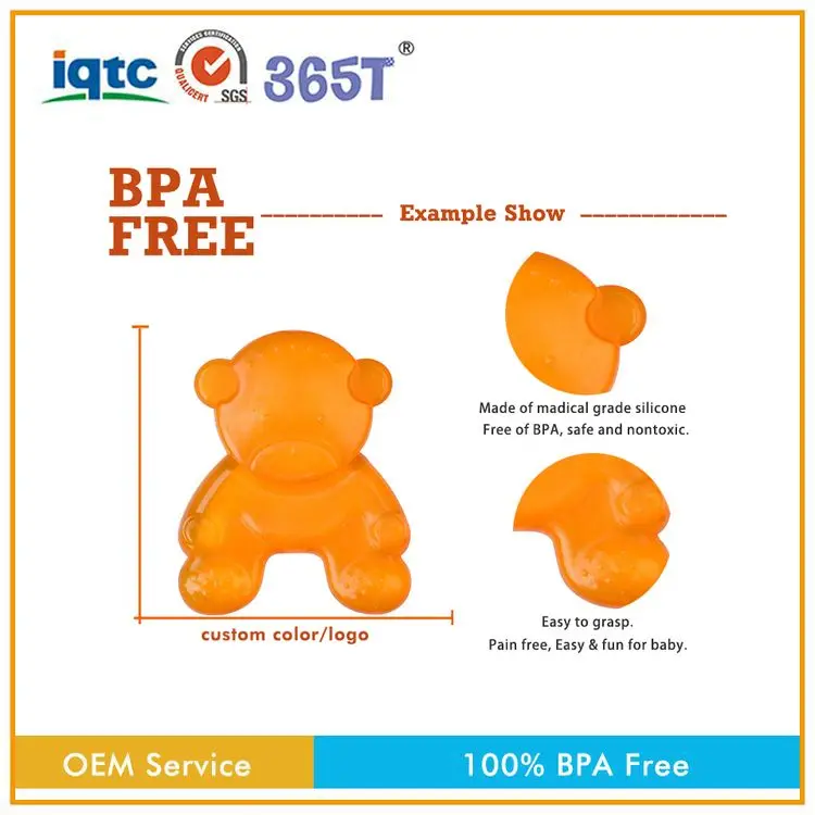 Newborn Teether Toys Bear Design Lovely Cartoon BPA Free Baby Chewing Water Filled Teether