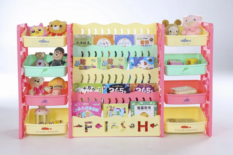 Low price 4 Layers plastic kids book shelf  children plastic bookshelf