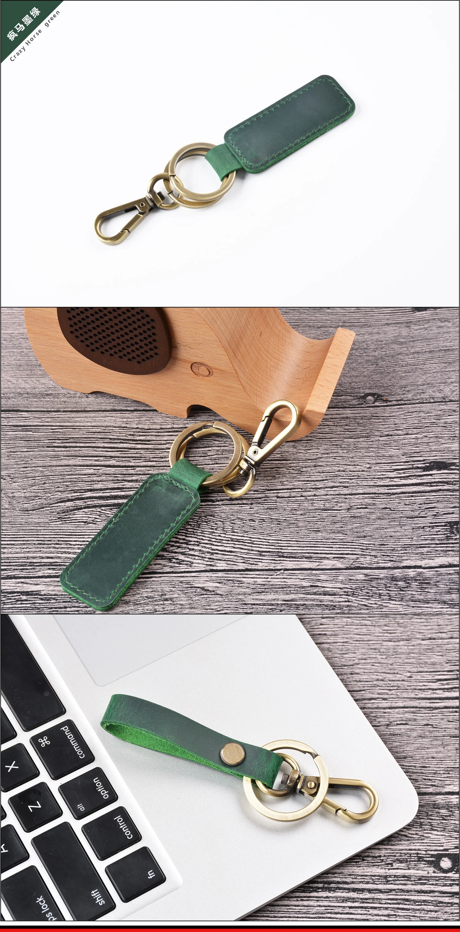 Custom Genuine Leather Mini Genuine Leather Stand Bag Keychain Pocket for Car Keys Clip Ring with printing logo