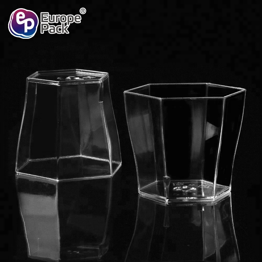 Eco-friendly reusable  plastic hexagon dessert drinking cup for party
