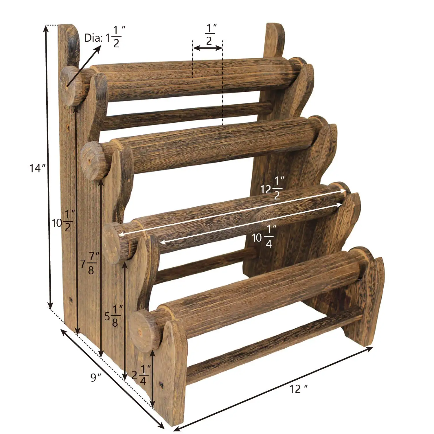 Design Antique Brown Color Wooden 4 Tier Bar Bracelet/Bangle Jewelry Holder Stand Display Organizer