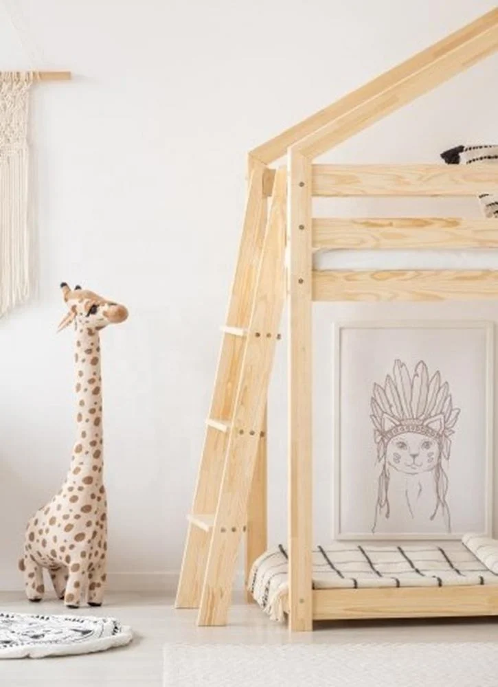 
custom for kids low loft wooden bed with storage and ladder 