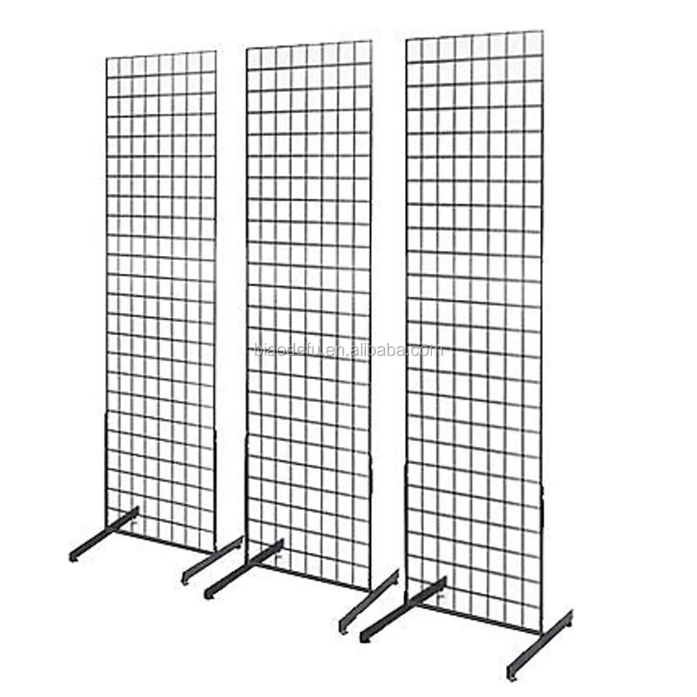 Хром металлический Gridwall Панели Башня с Т-База Напольные Дисплей Комплект