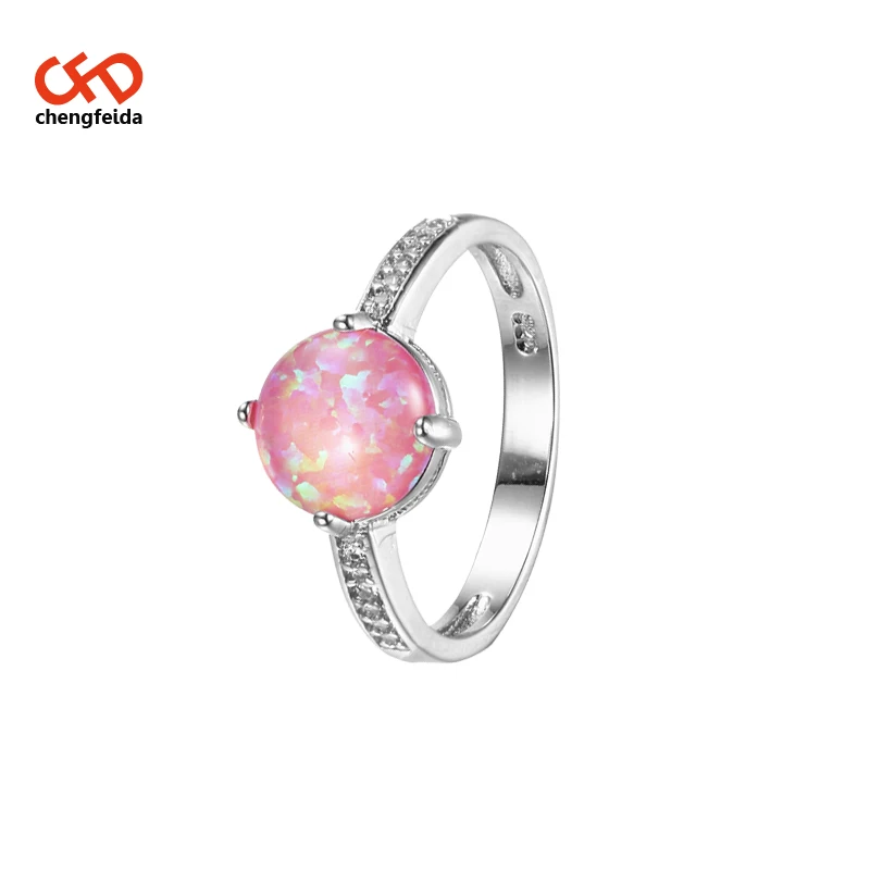 
Triangle Red Crystal pink Fire Opal Rings For Women With Cubic Zirconia 925 Sterling Silver 
