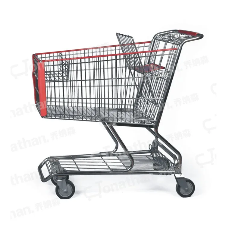 180L cheap grocery used metal steel shopping carts for sale