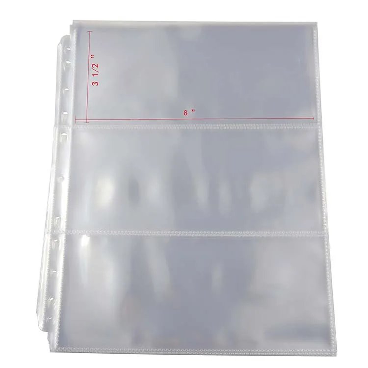 Page clear 11 punch hole plastic pocket card holder