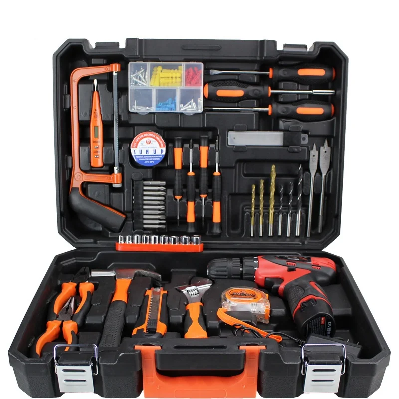 12V Li-ion cordless drill Tools set Household Hardware Toolbox Multifunction Repair Suit Combination Maintenance Tools set