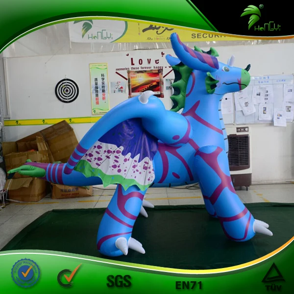 High Quality Bule Inflatable Zenith Dragon with Wings Custom Inflatable Cartoon Character PVC Balloon