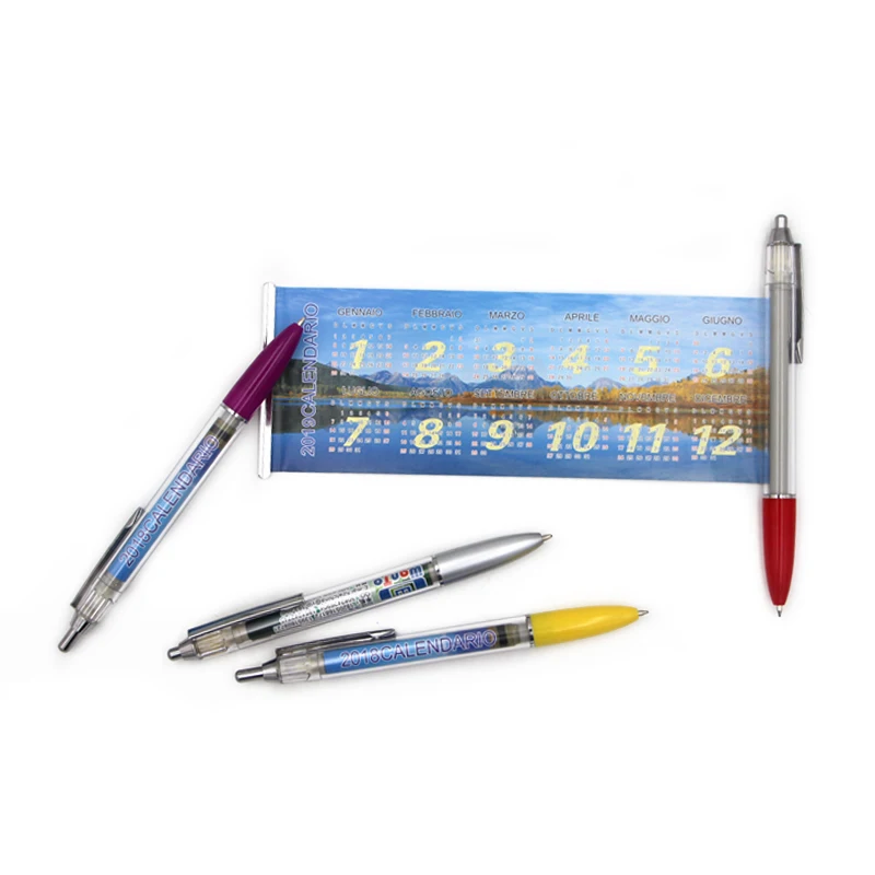 Transparent Barrel Promotional Flag Slogan Ball Pen Calendar Pen Advertising Pull Out Banner Pen
