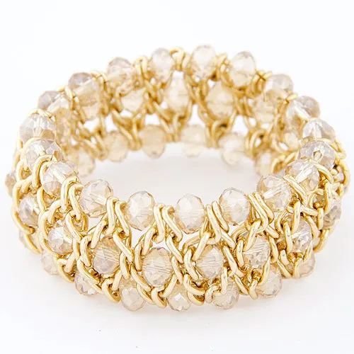 2018 Fashion Jewellery Boho Design Bracelet Vintage Gold Chain Twine Glass beads Bangle For Women