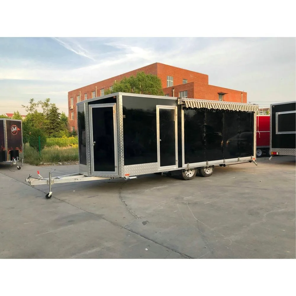 New design Mobile aluminum shop trailer with folding out door
