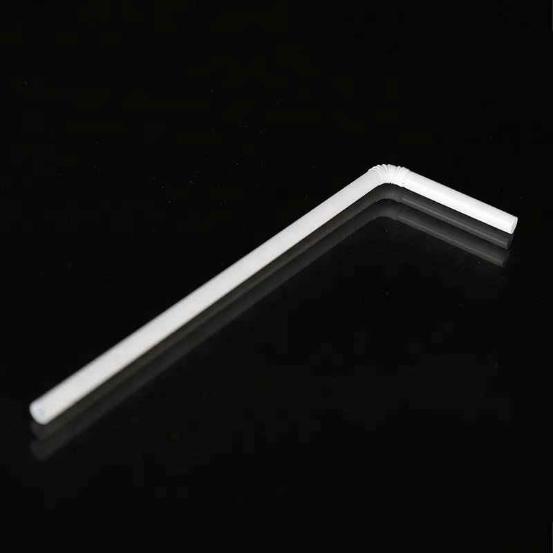 6mm white PP disposable plastic flexible drinking straw
