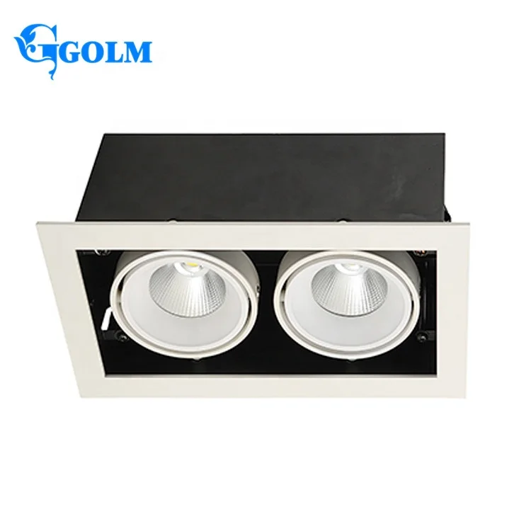 Rectangle indoor aluminum downlight anti glare recessed 20W cob led grille light
