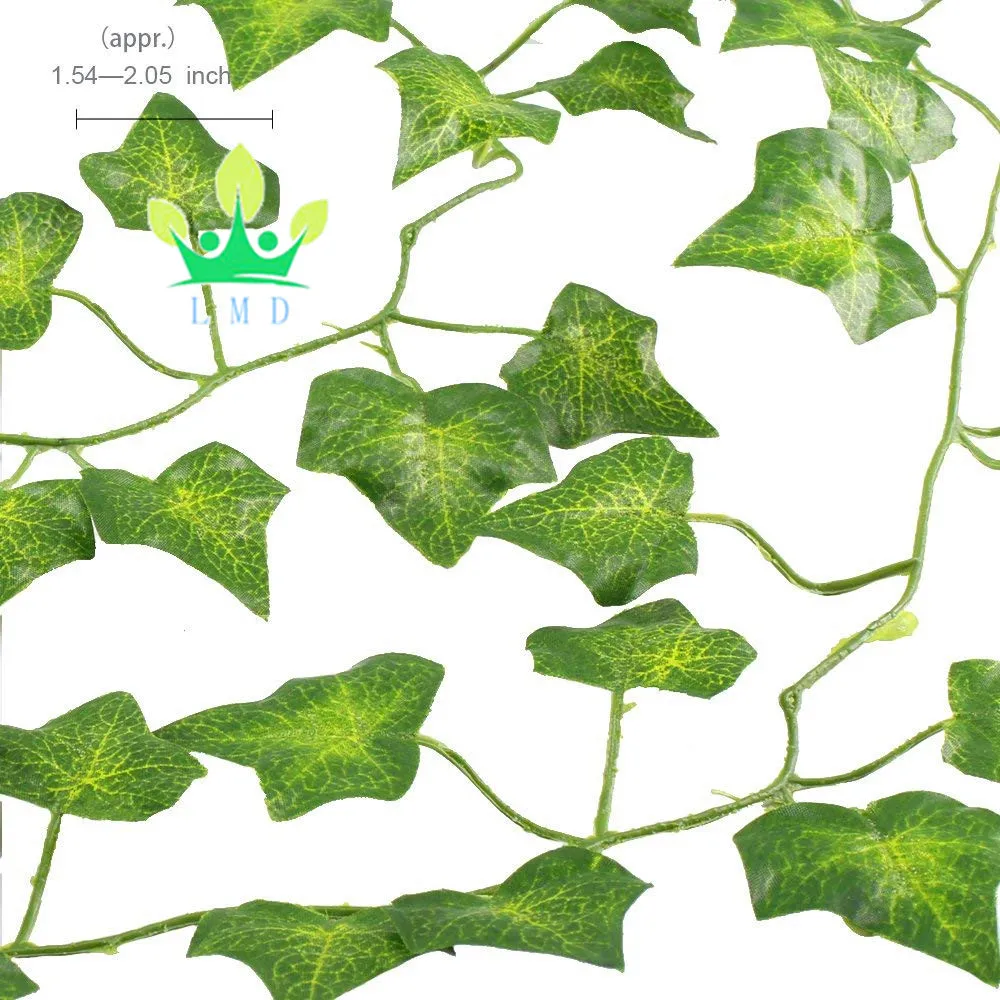 LMD Artificial Hanging Plant,84 Feet Silk English Ivy Vine Garland Arrangement Faux Green Leaves Wreath Home Decor Pack of 12