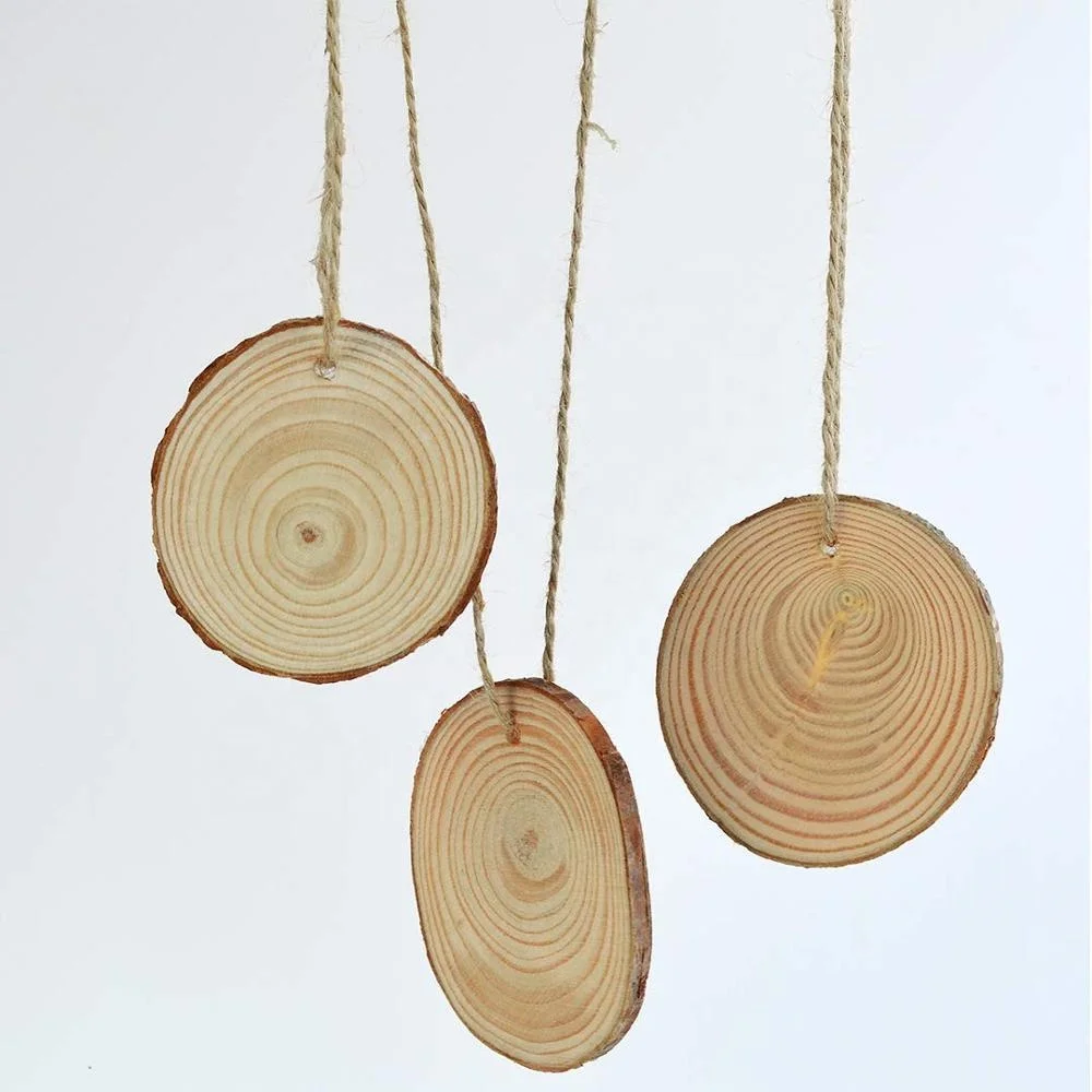 Unfinished Predrilled Round discs Hole Wooden Circles Natural Wood Slices