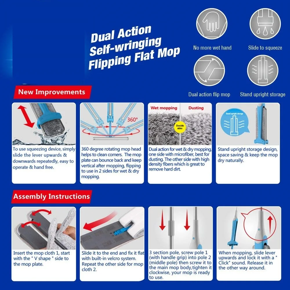 Easy Self-wringing Flipping Flat Mop