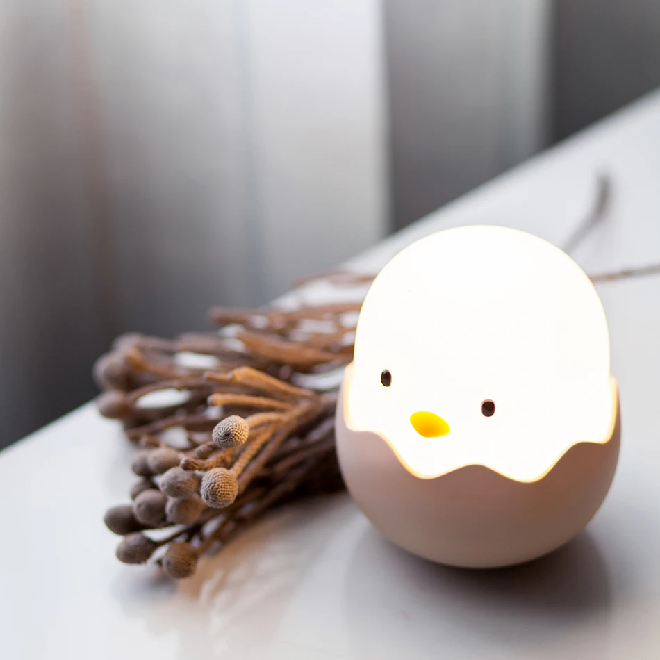 
LED Eggshell Chicken Silicone Night Light Creative Baby Feeding Lamp romantic usb for night club table touch sleeping light 