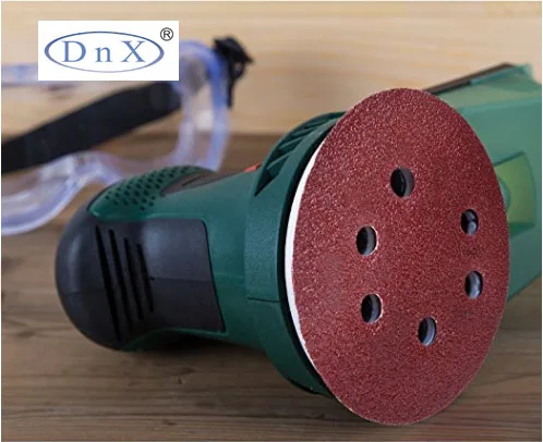 5 Inch  6 Holes Garnet Sand Paper Hook and Loop  Sanding Disc Sandpaper Discs for Grinding Wood