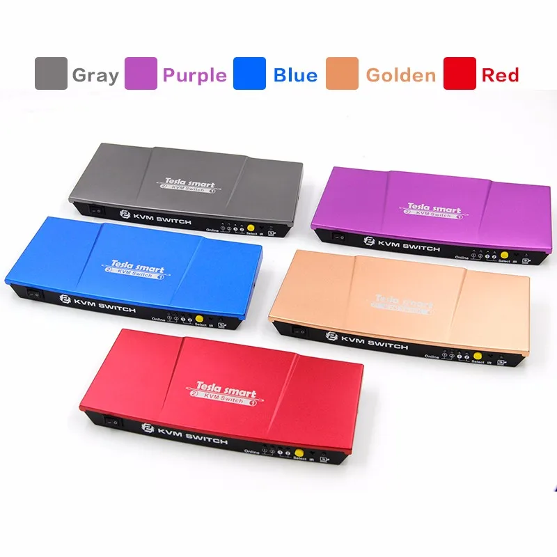 Tesla Smart 2-Port USB HDMI KVM Switch and Cable Kit with Audio