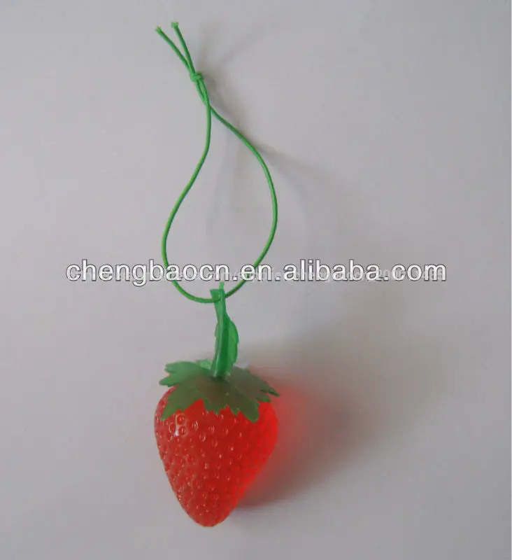 3d форме клубники пвх автомобиля освежитель воздуха/пластиковые освежитель воздуха/материала гель освежитель воздуха