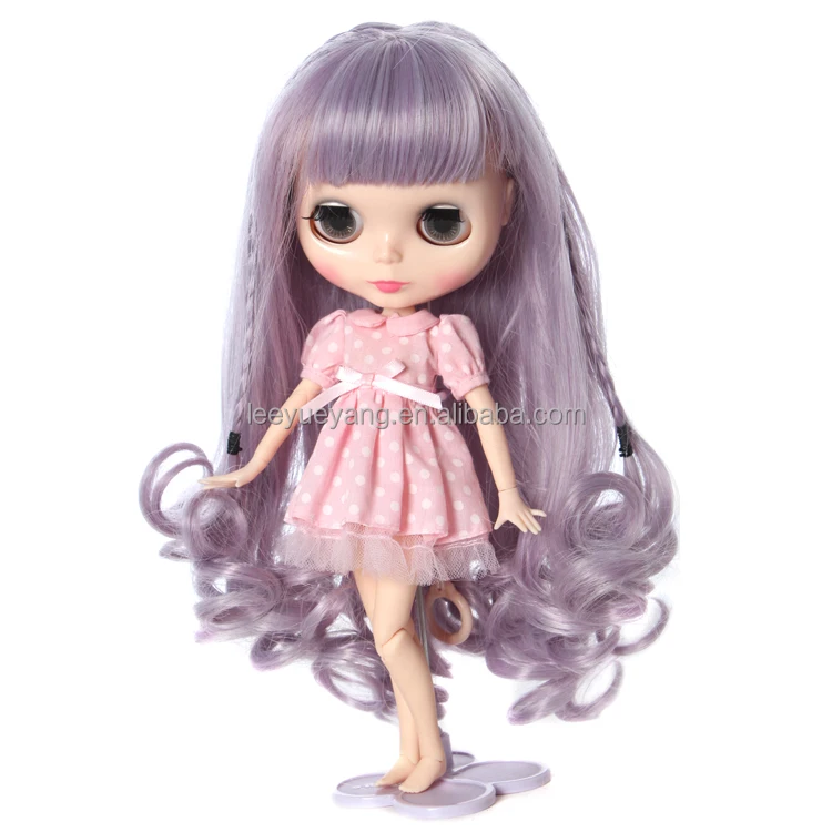 New Style Heat Resistant Loose Wavy Purple Neo Doll Wigs with Full Bangs