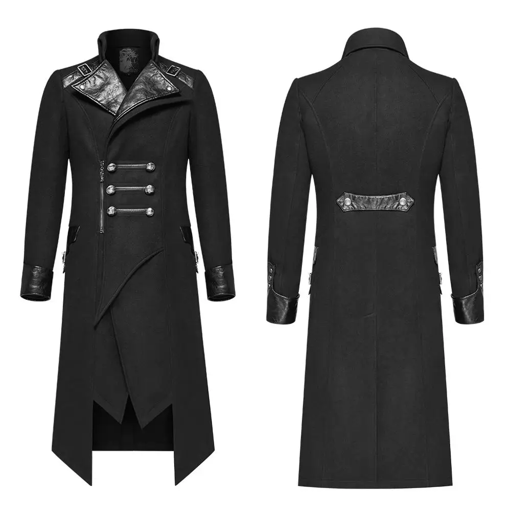 Y-791 PUNK RAVE  Punk Worsted Long Coat long leather winter coat for men