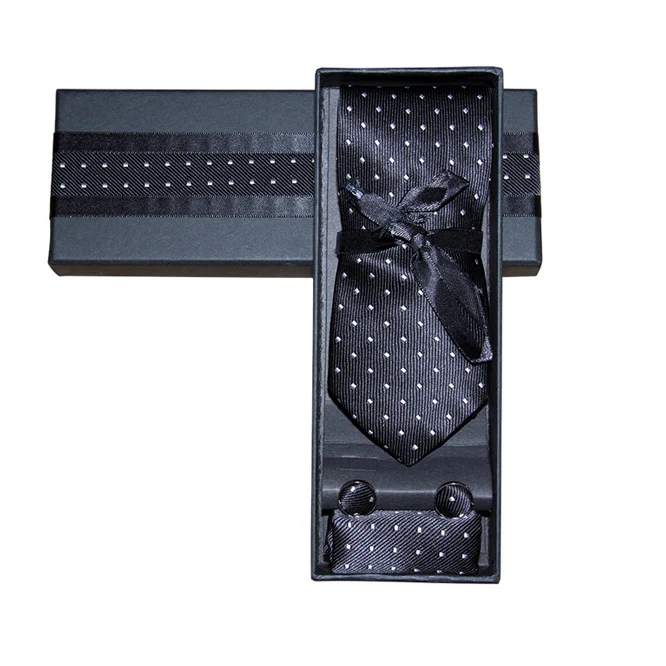 New Handmade Silk Tie and Pocket Square Set Coated Paper with Gold Foil Custom Design Recyclable Lid and Base