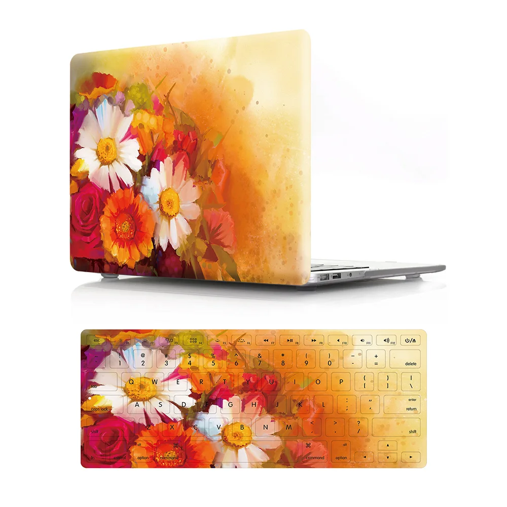 2 In 1Stylish Flower Case Hard  And Keyboard Cover for Mac Pro Air 13 Inch Laptop 12 inch 15 touch M1 A2338 A2337 laptop case