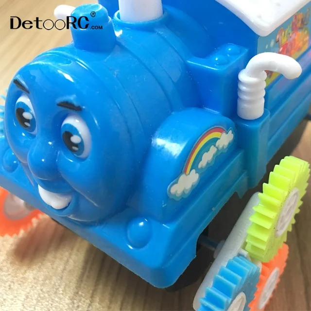 Detoo Cartoon car train toys car 360 degree rolling stunt children plastic car toys train