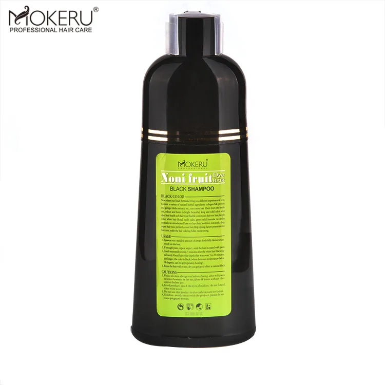 2020 Hot Selling Mokeru Black hair dye shampoo fast blacken hair Noni black hair shampoo for women and men