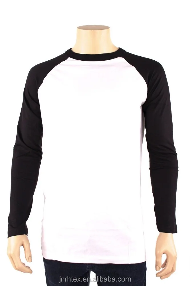 Wholesale 100% Cotton Long Sleeve Baseball T-Shirt Raglan Tee Men