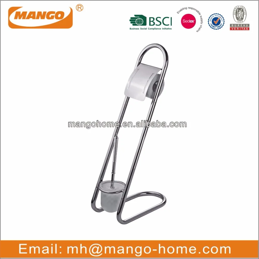 Stainless Steel Toilet Brush and free standing toilet paper holder