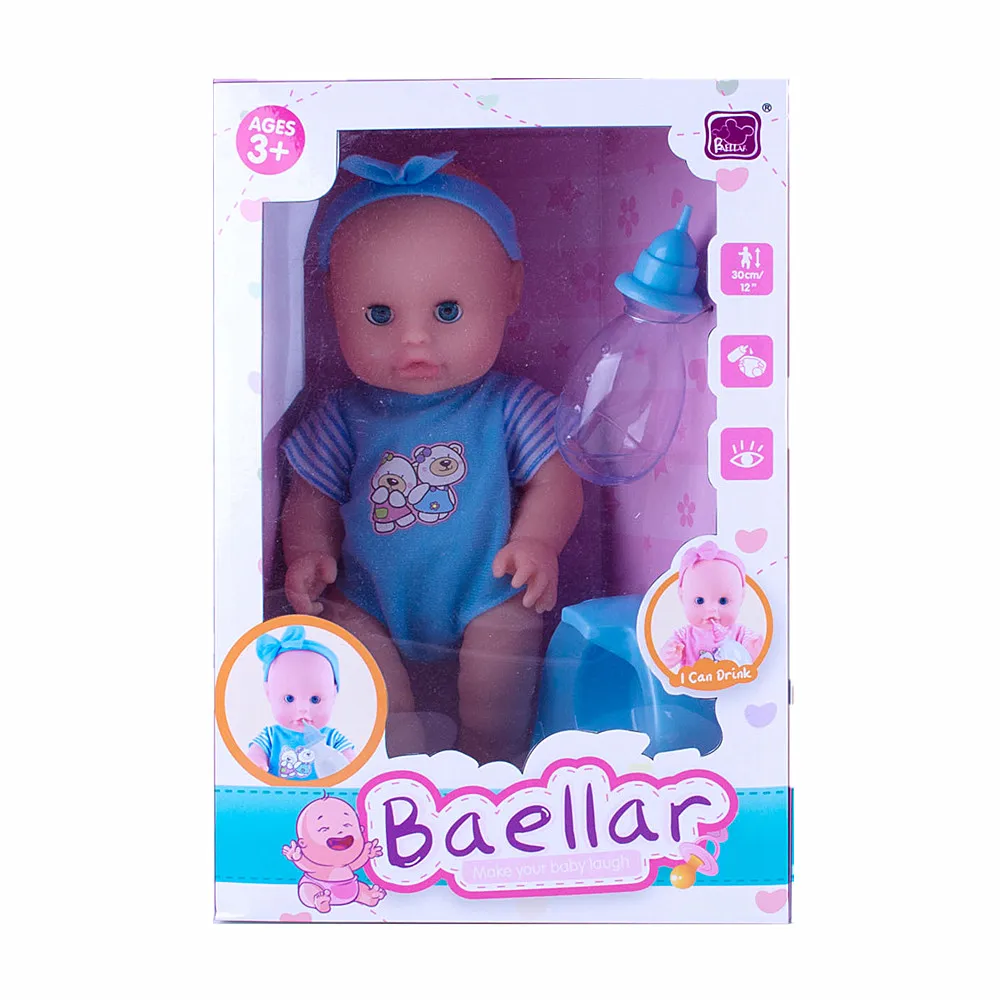 2018 Top Sales 12 Inch Girl Pee Reborn Baby Doll With Good Quality Bottle And Bedpan Toys Part