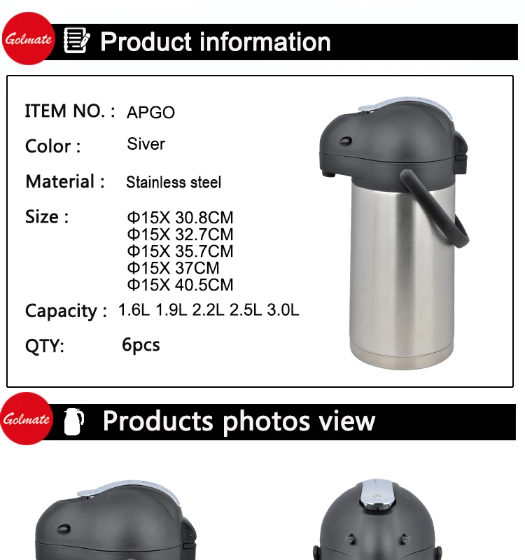 Zinc Alloy Lever Stainless Steel  vacuum insulated airpot
