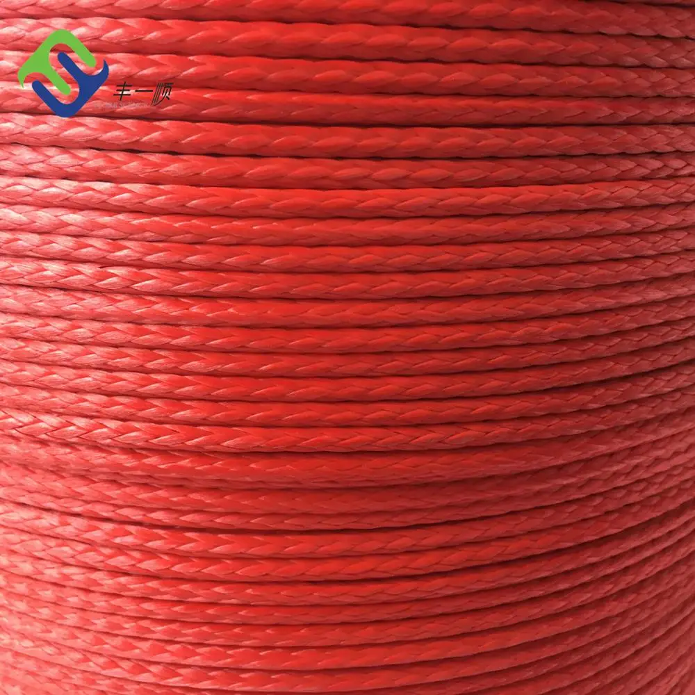 3mm 12 strand Red UHMWPE paragliding winch rope