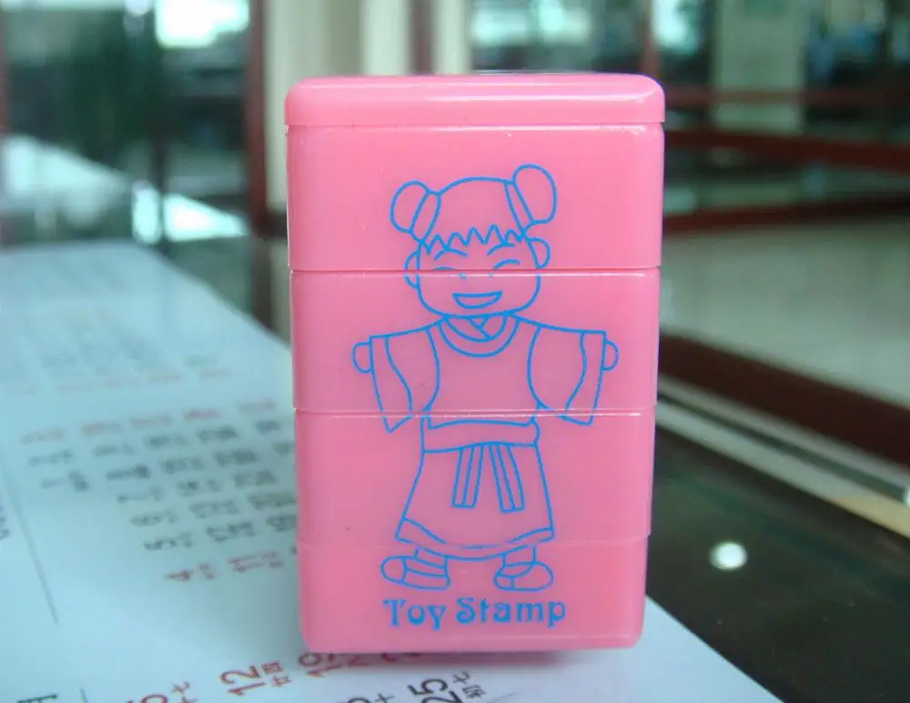 2023 3 in 1 toy stamp plastic square kids toy self inking rubber stamp set