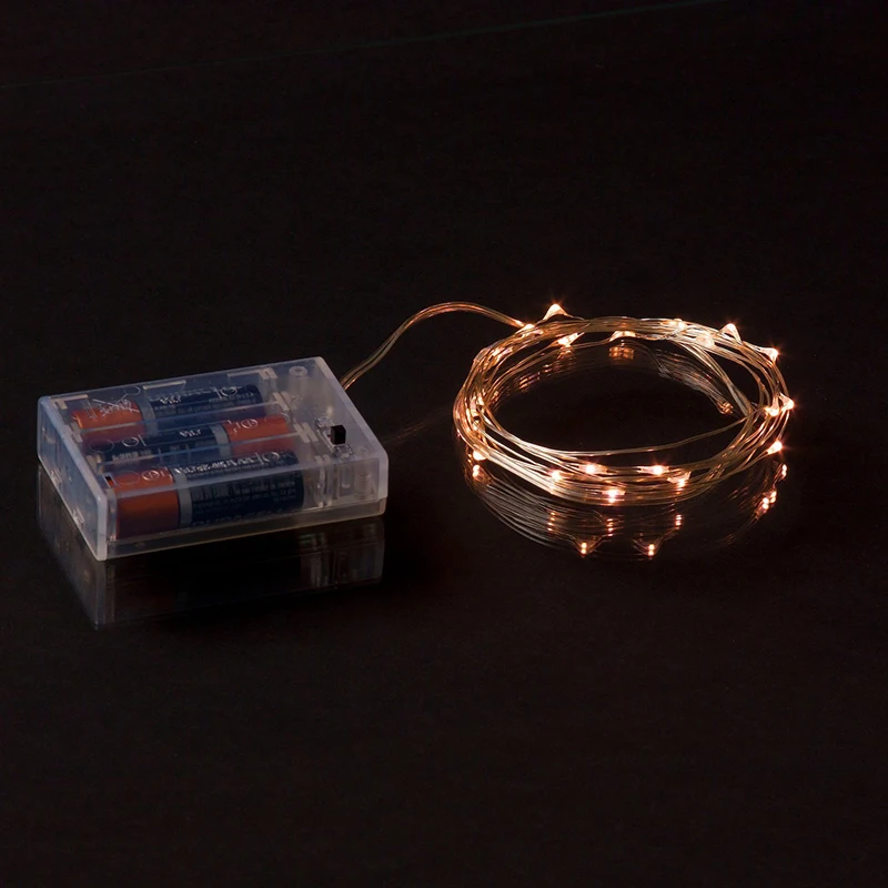 3 AA Battery Powered 5M 10M 50 100 LED Mirco Rice LED Warm White Copper Wire Fairy Light Strings For Decorate