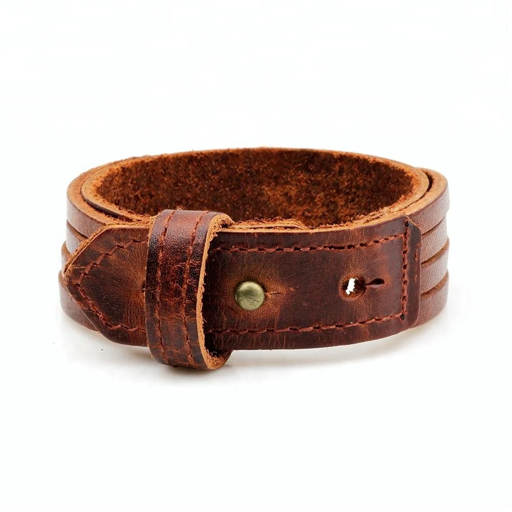Punk cowhide bracelet Wide leather bracelet Fashion bracelet