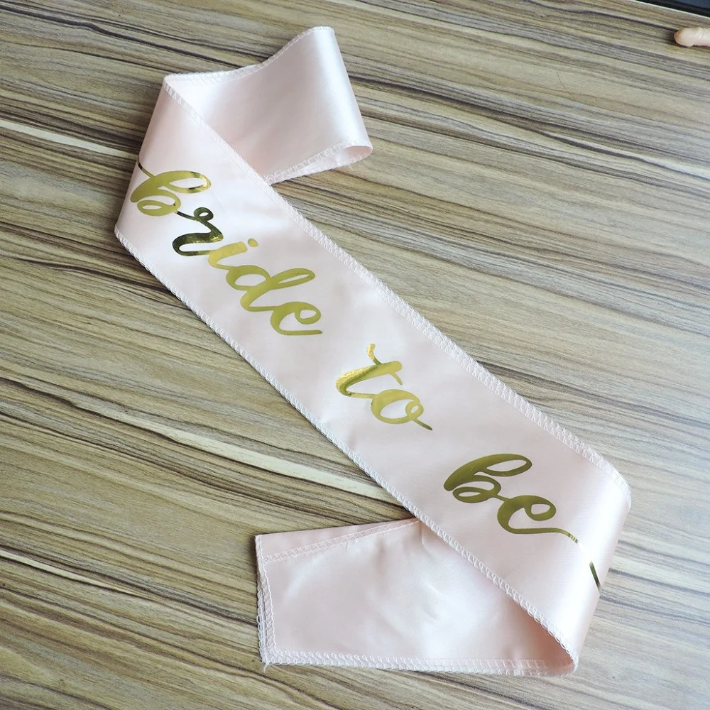 
double layer rose gold satin bride to be sash with gold shiny lettering for bridal shower hen party LP 