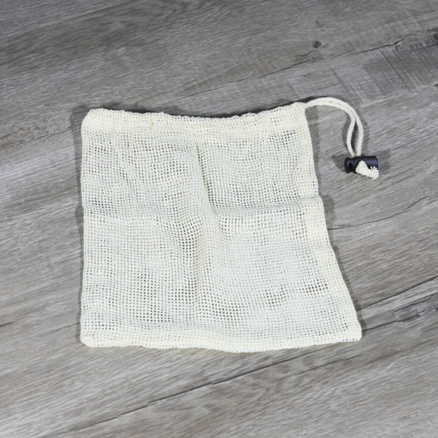 
Reusable organic cotton mesh produce bag with drawstring for grocery shopping fruit vegetable 