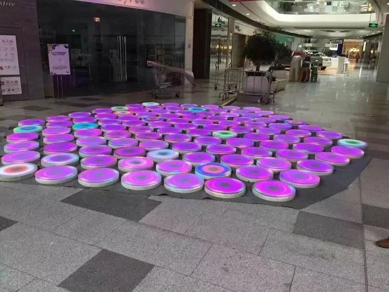 Whole Sale 30CM Rainbow Circle Led Dance Floor DJ Disco Nightclub DMX 3D Time Tunnel RGB LED Light with Voice