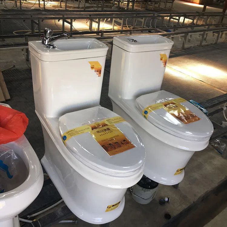 Good Quality Water Saving Model One Piece Toilet with Washing Hand Function