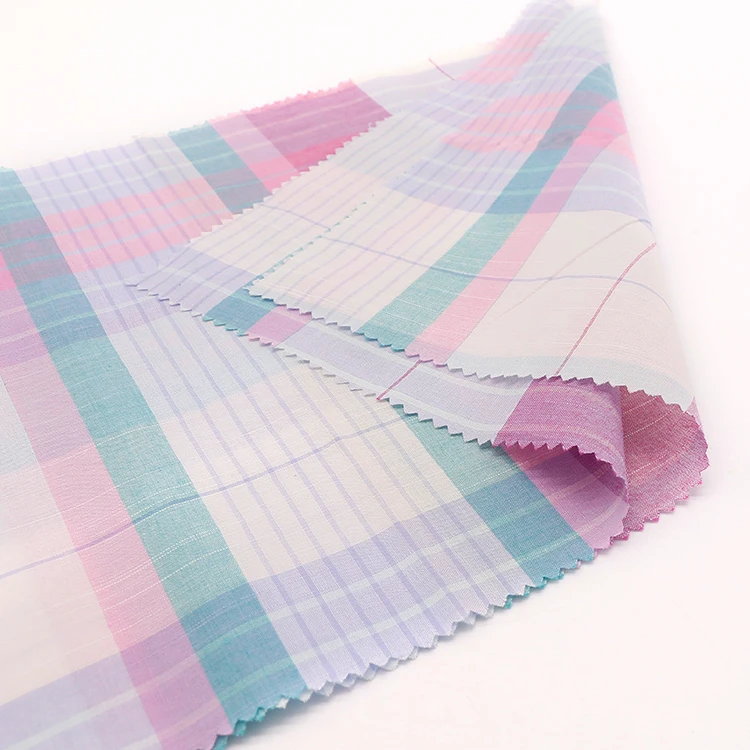 Cheap price check design 100% cotton yarn dyed shirting fabric