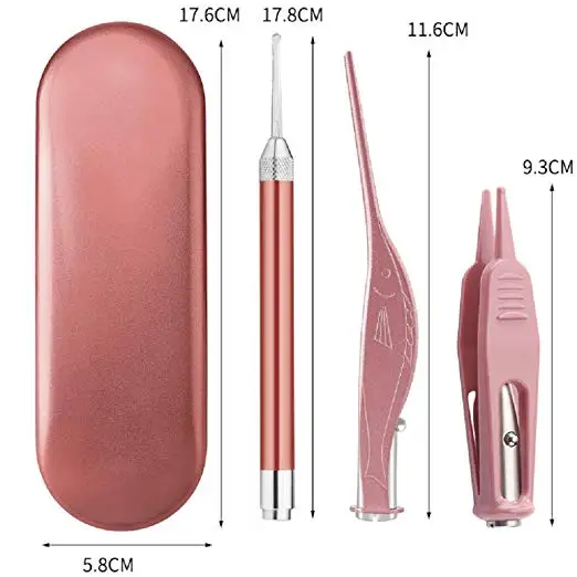 3-Piece Ear Wax Removal Tool Kit with LED Flashlight Includes Ear Cleaner Earwax Remover Tweezer Set and Nose Cleaning Tools