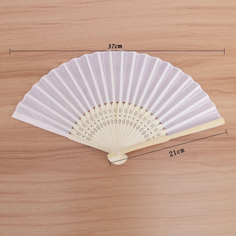Cheap Plain Blank DIY Program Wedding Silk Hand Fans Personalized Silk Fans