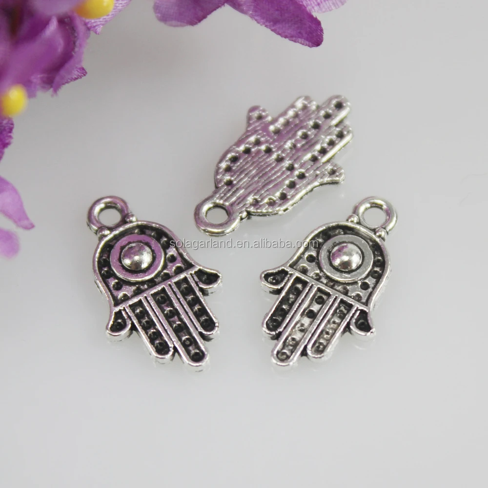 Supply 20*12MM Hamsa Hand Alloy oiled Custom  Bead Pendant for Diy Necklace