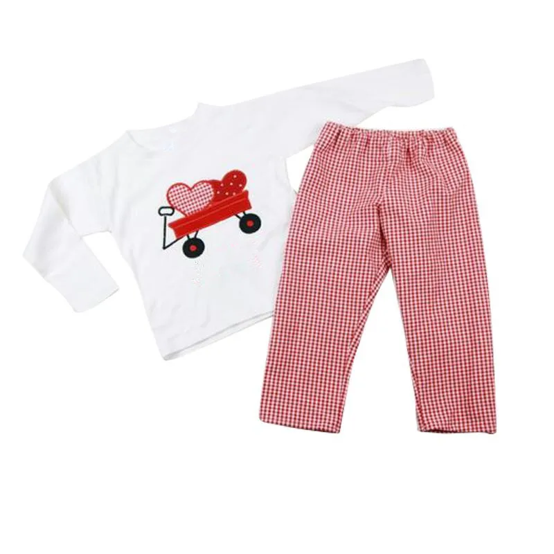 Вязаный хлопковый комбинезон puresun для маленьких мальчиков, одежда на День святого Валентина для маленьких мальчиков, комбинезоны с вышивкой и трактором на День святого Валентина