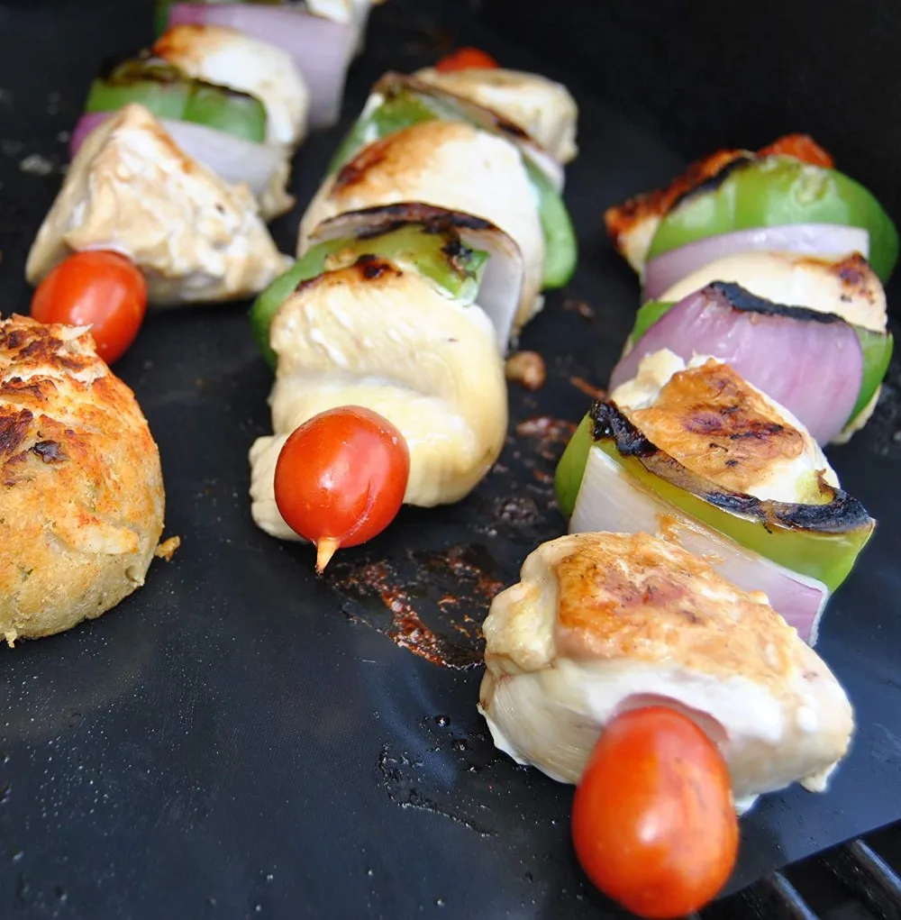 Heavy Duty Non-Stick Copper BBQ Grill Mat Heat Resistant  With Holes Fireproof Charcoal